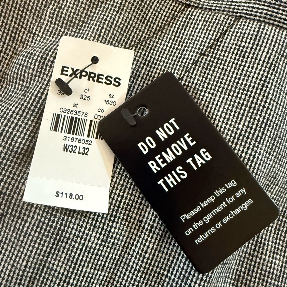 Men’s Express Gray Chinos Slim Fit Tapered NEW 32x32 - Picture 4 of 7